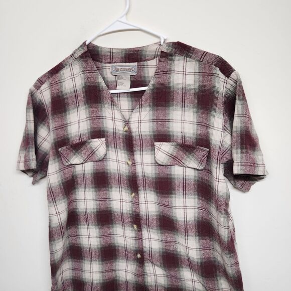 Silk Exchange 100% Silk Short Sleeve Button Down Shirt Woman's Large 1391 - Picture 3 of 7